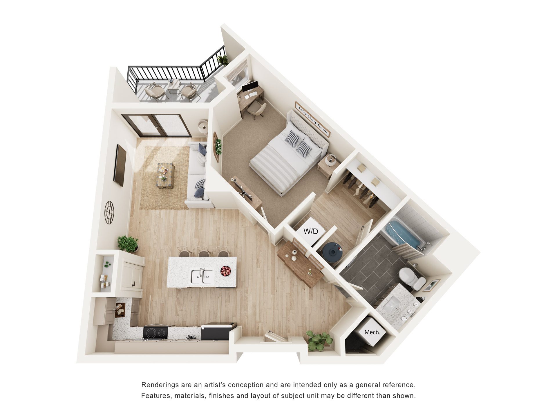 Floor plan layout diagram for 1B 2